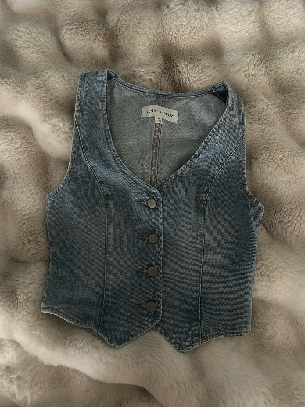 Denim Forum Light Blue Denim Crop Vest